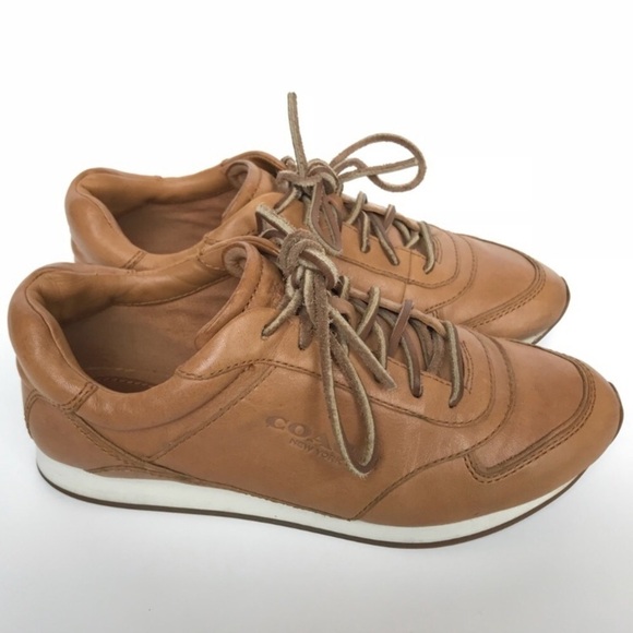 Coach Raeann Brown Leather Sneaker Shoes 6 - Picture 1 of 8